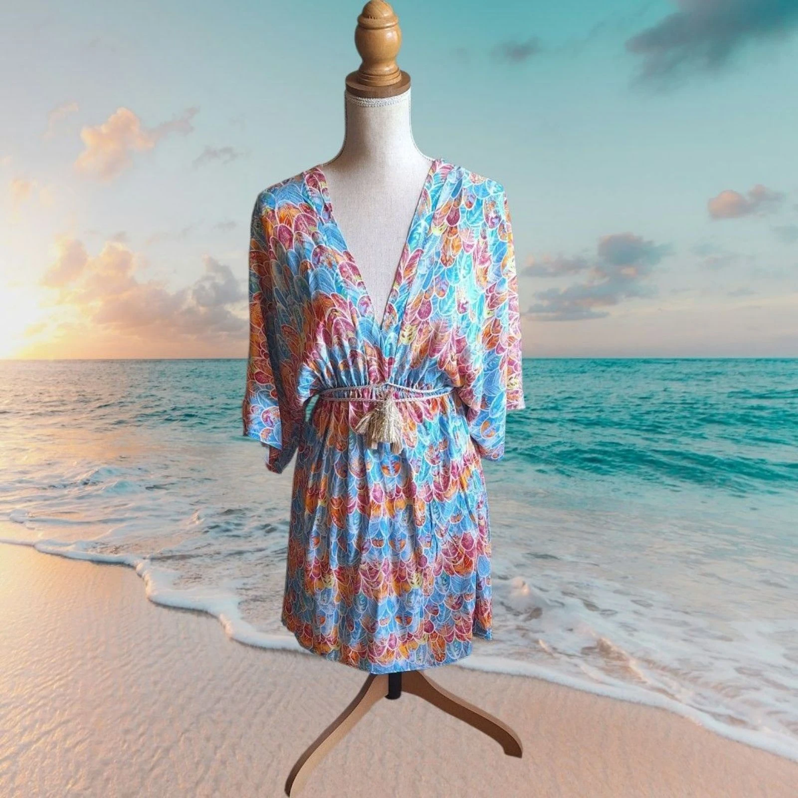 Tunique de plage multicolore April Vintage 🧡